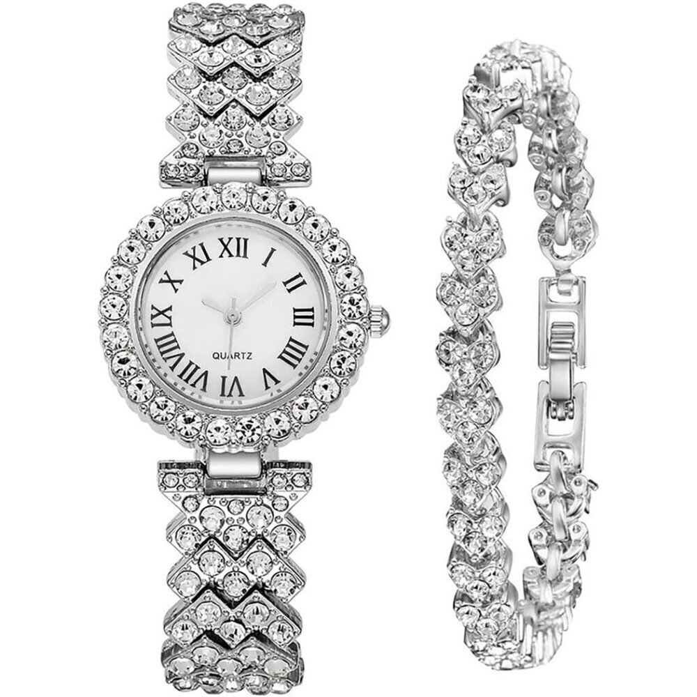 Women Diamond Watch Stainless Steel Casual Dress Elegant Quartz